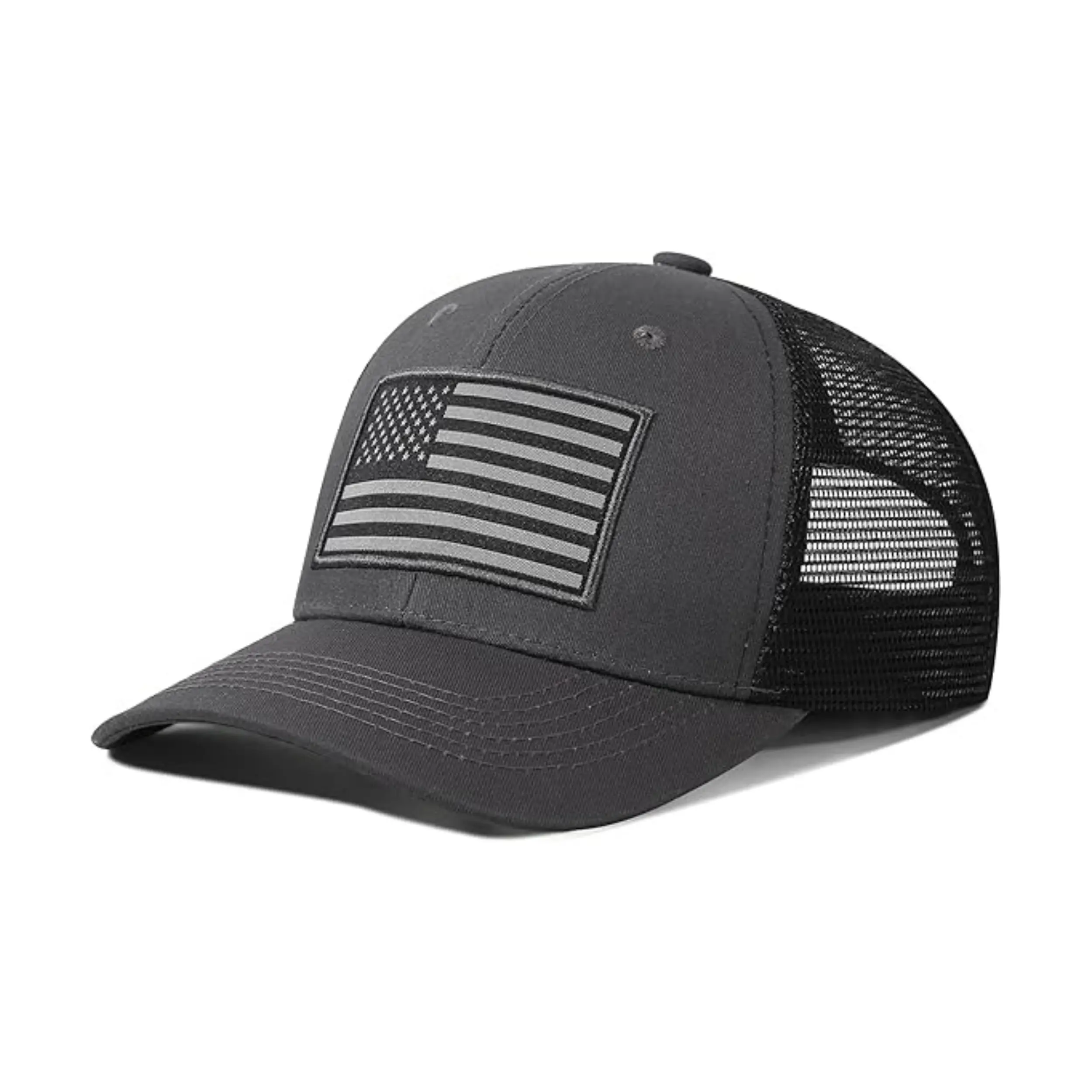 Trucker Hats High Quality Custom National Flag Design 6 Panel Flat Brim Mens Sports Mesh Trucker Hat 1