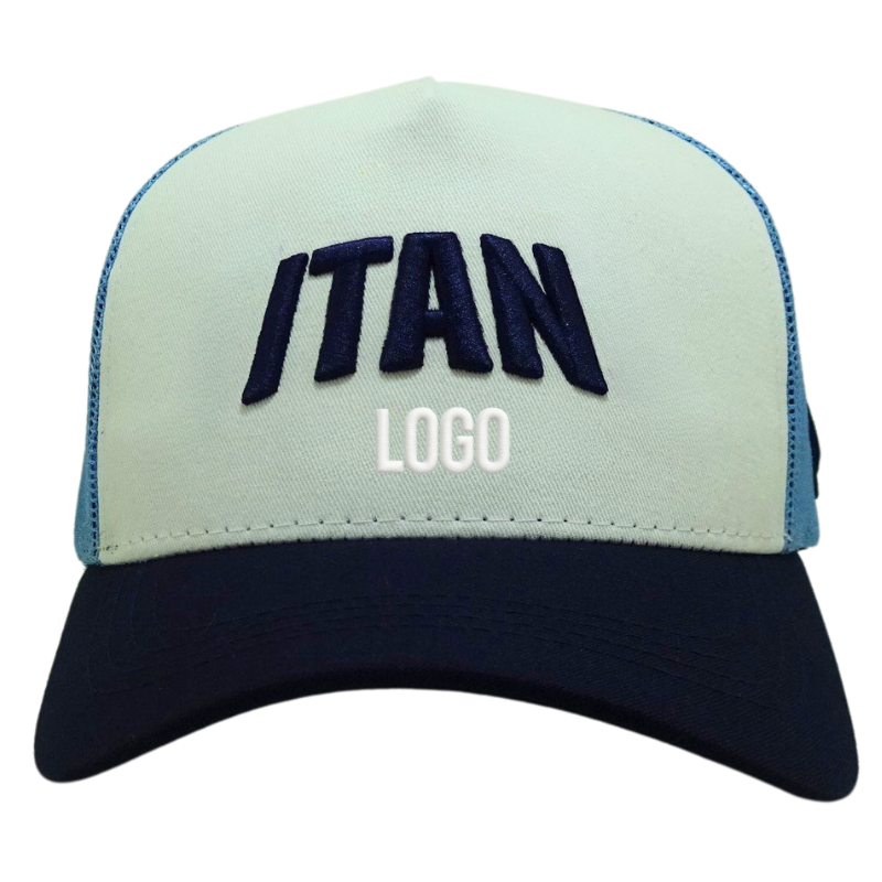 Two Tone Trucker Hat with Custom 3D Embroidered Logo Panel Mesh Back Curved Brim Adjustable Closure Cap Vietnam OEM ODM Headwear 2