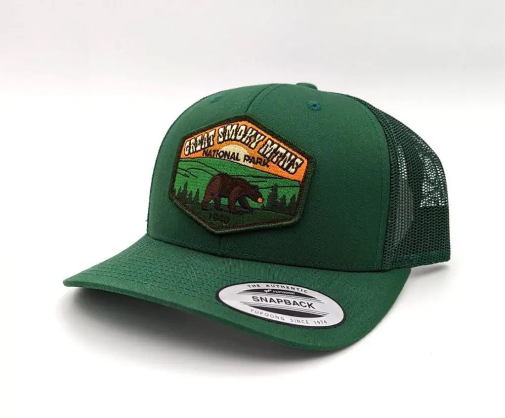 UNIQUE GREAT SMOKY MOUNTAINS HAT Retro Trucker Hat Woven Patch Customized Gorras Vietnam Supplier Cap For Man 1