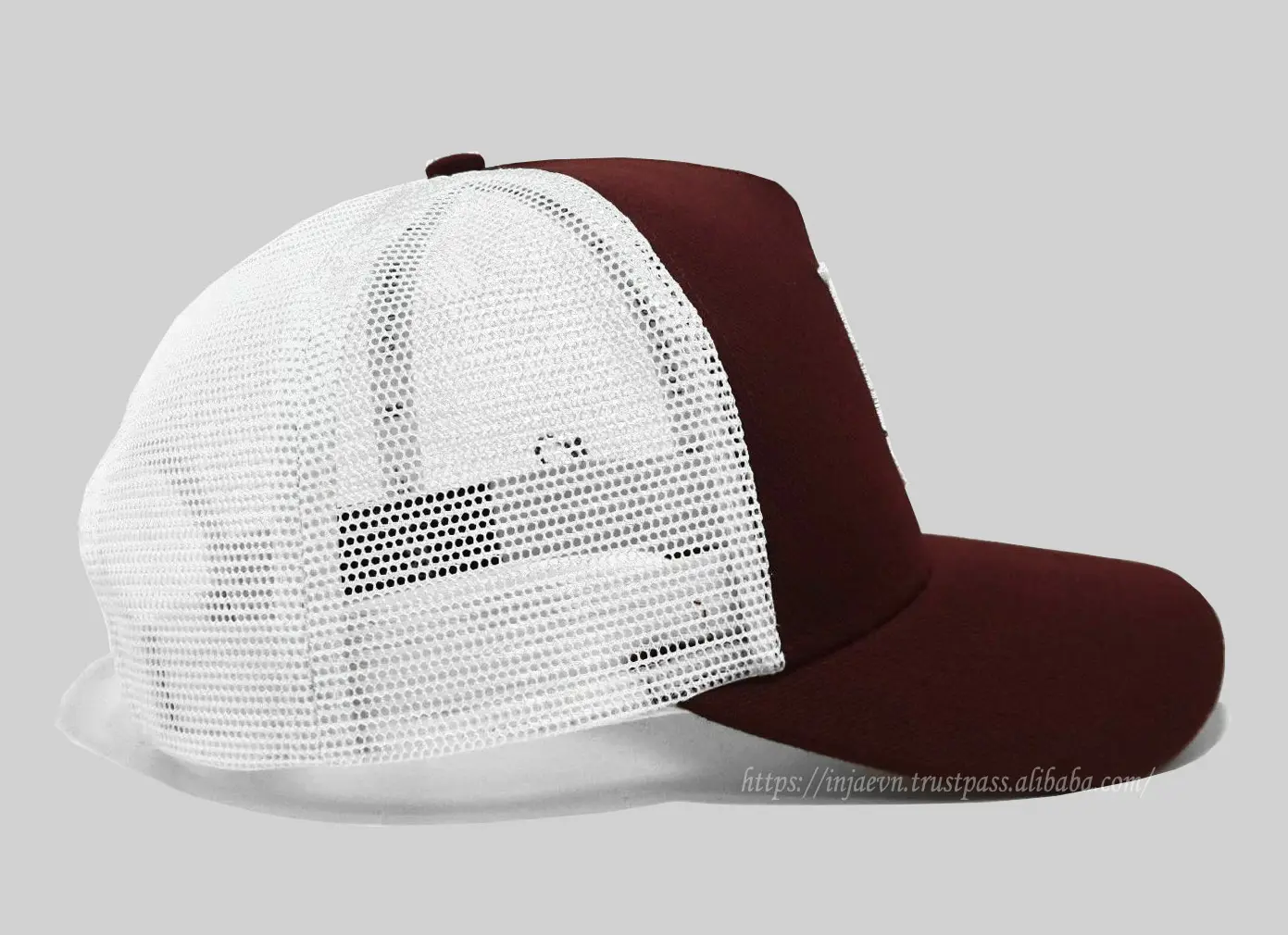 Unisex 6-Panel Plain 3D Embroidery Red Color Medium Profile Cotton and Mesh Fabric Trucker Hat From Vietnam Supplier 4