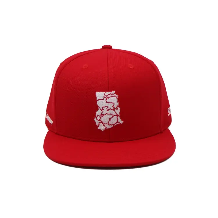 Unisex Custom Red Color 2D Embroidery 6 Panels Flat Brim Hats Sport Street Cap High Quality Cotton/Polyester Fabric Snapback Cap 1