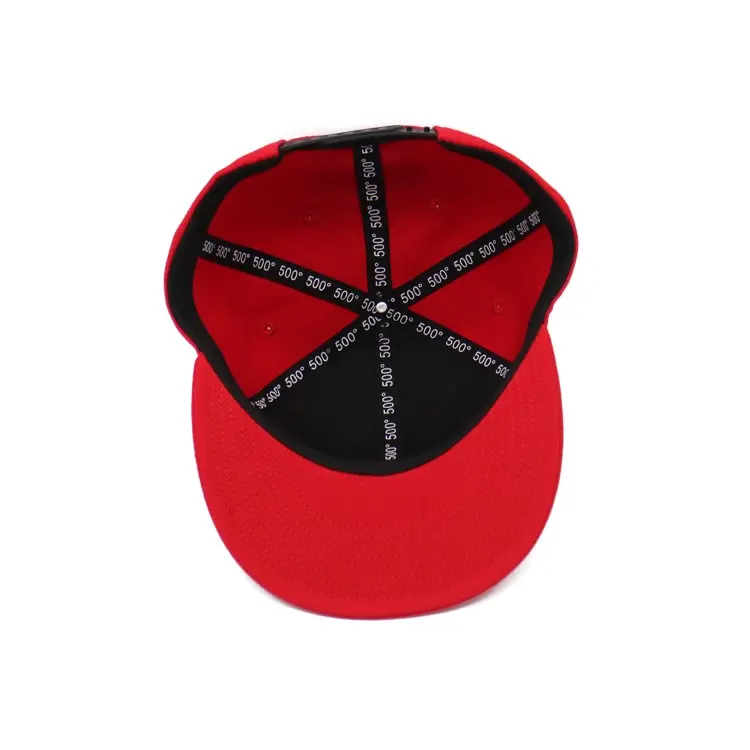 Unisex Custom Red Color 2D Embroidery 6 Panels Flat Brim Hats Sport Street Cap High Quality Cotton/Polyester Fabric Snapback Cap 5