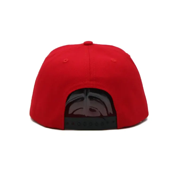 Unisex Custom Red Color 2D Embroidery 6 Panels Flat Brim Hats Sport Street Cap High Quality Cotton/Polyester Fabric Snapback Cap 4