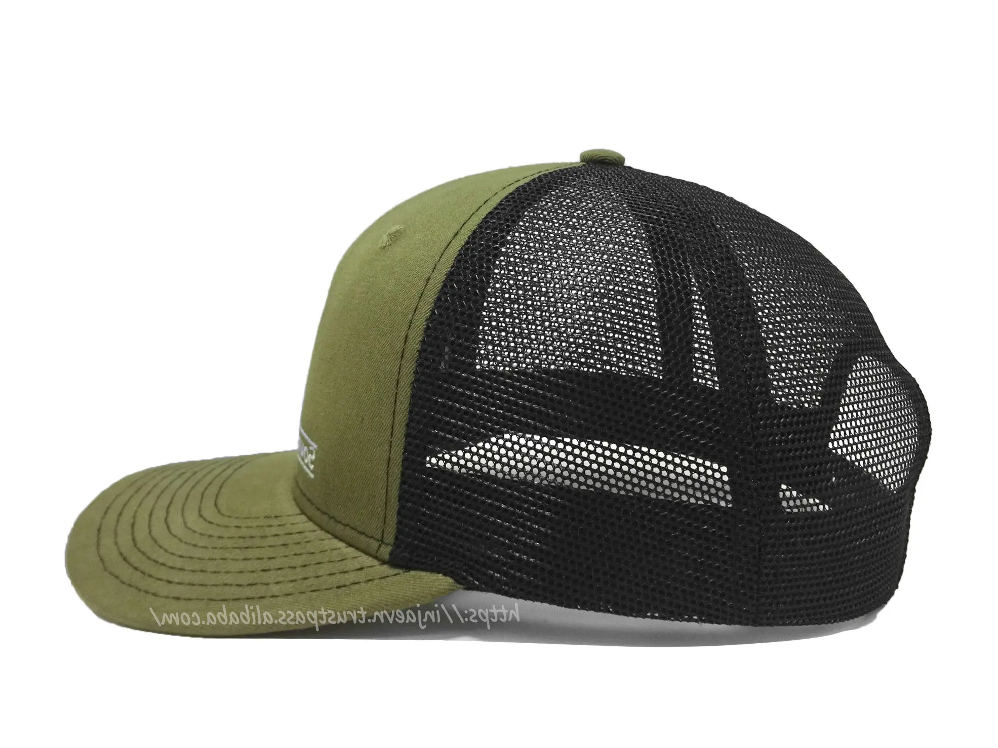 Unisex Sporty Style 6-Panel Curved Brim High Quality Green Color Medium Profile Trucker Hat for Men from Vietnam Supplier 3