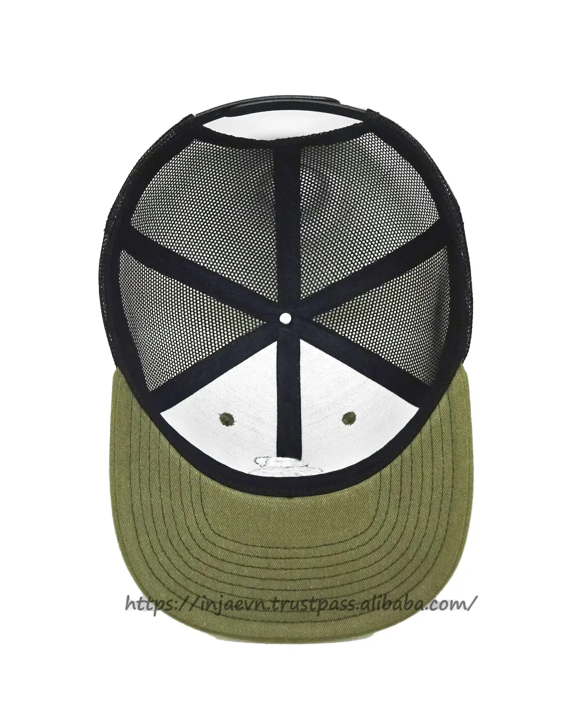 Unisex Sporty Style 6-Panel Curved Brim High Quality Green Color Medium Profile Trucker Hat for Men from Vietnam Supplier 6