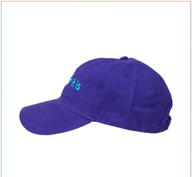 Unisex Wholesale Sports Cap 2D Embroidery 6-Panel Curved Brim High Quality Purple Color Low Profile Cotton Material Baseball Cap 3