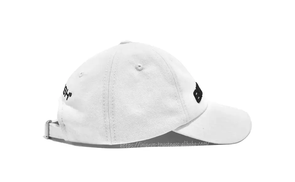Unstructured 3D Embroidery Unisex 6-Panel Curved Brim High Quality White Color Low Profile Baseball Cap in Vietnam Factory 4