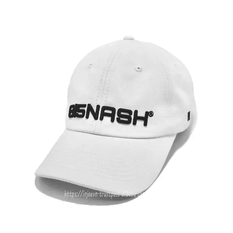 Unstructured 3D Embroidery Unisex 6-Panel Curved Brim High Quality White Color Low Profile Baseball Cap in Vietnam Factory 2