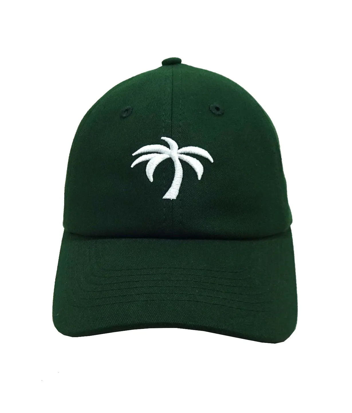 Unstructured 6-Panel Curved Brim High Quality Green Color Low Profile 65% Cotton and 35% Polyester Fabric Baseball Cap 1