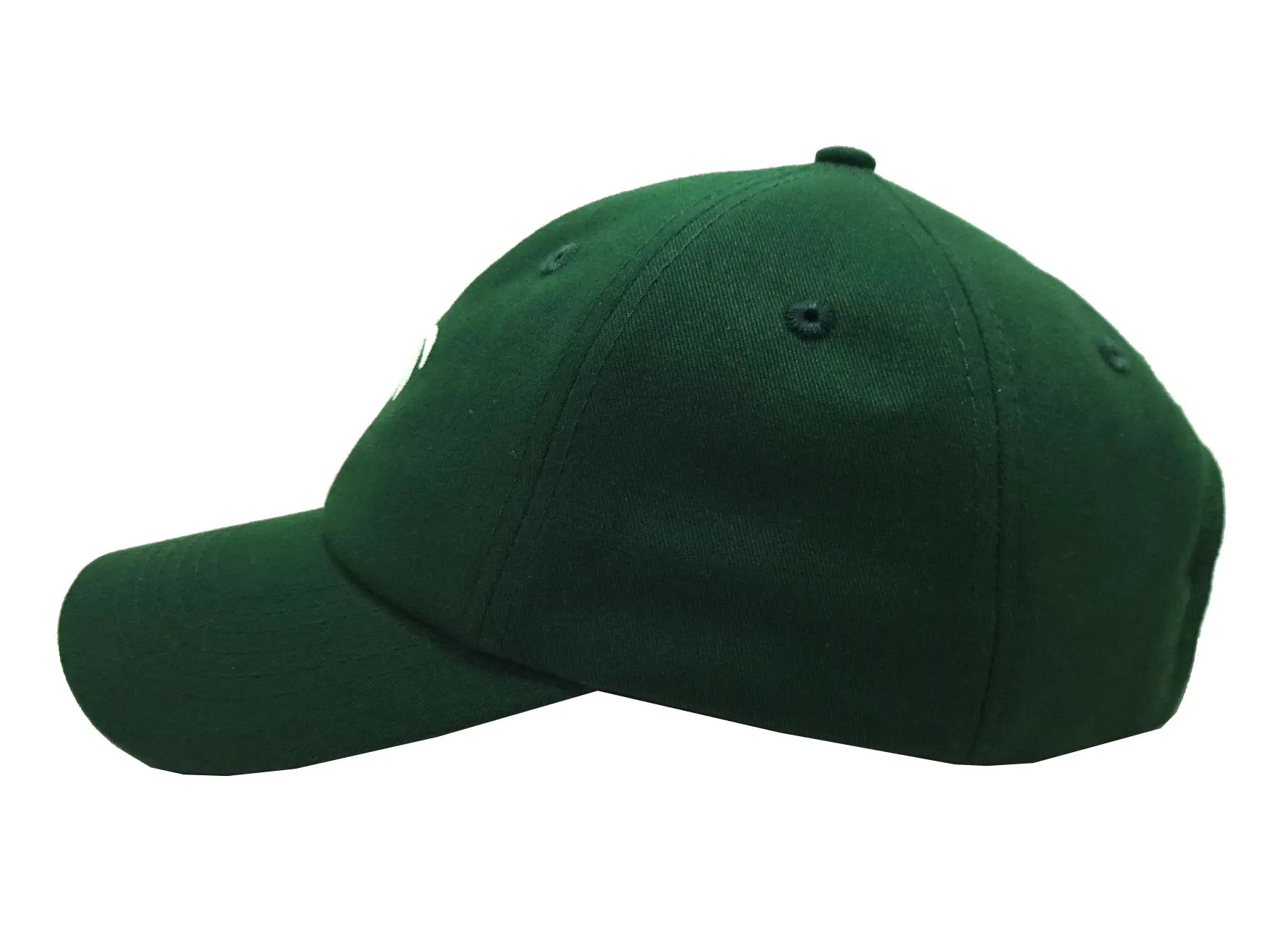 Unstructured 6-Panel Curved Brim High Quality Green Color Low Profile 65% Cotton and 35% Polyester Fabric Baseball Cap 4