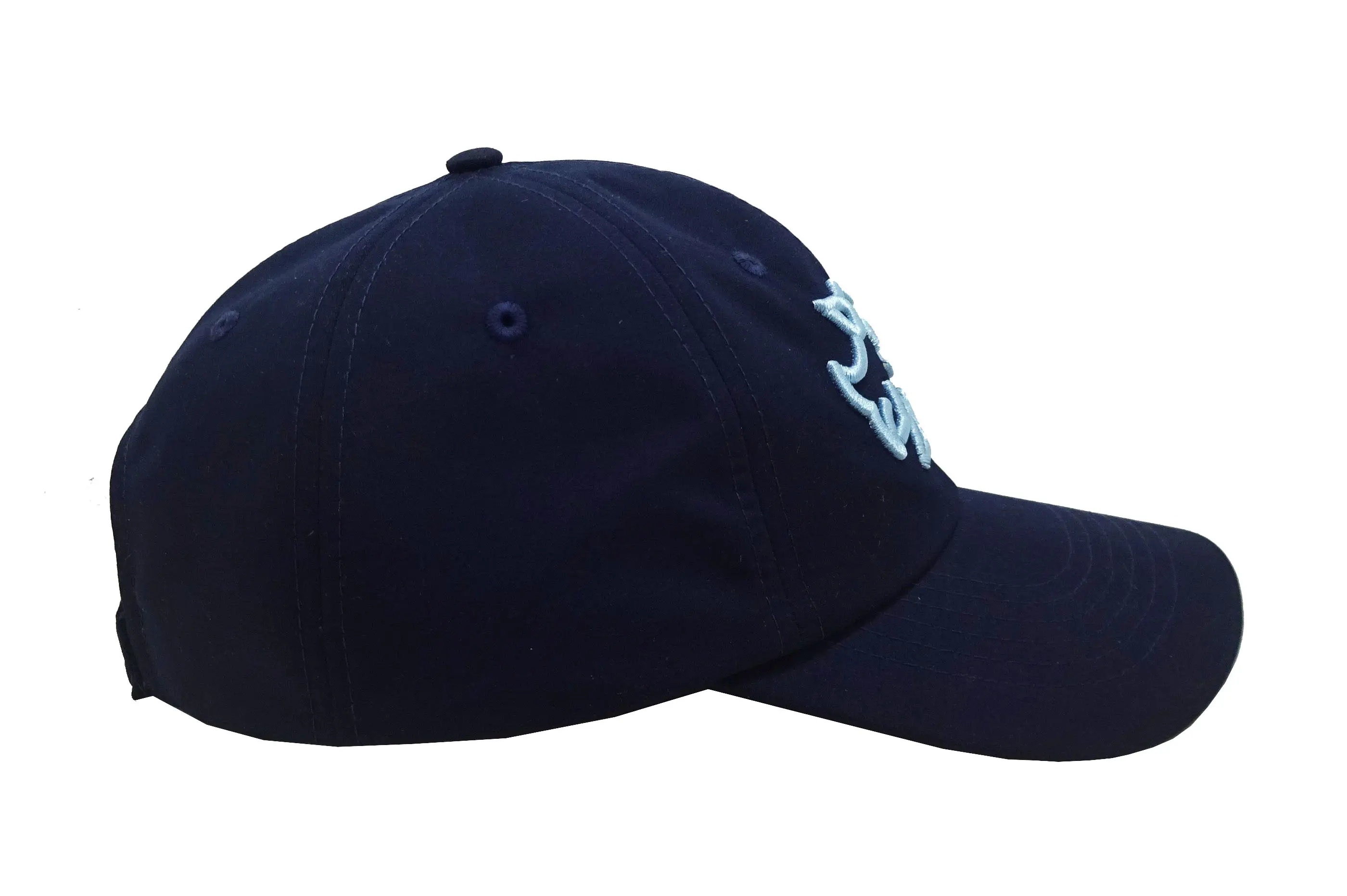Unstructured 6-Panel Curved Brim High Quality Navy Blue Color Low Profile 65% Cotton and 35% Polyester Fabric Baseball Cap 4