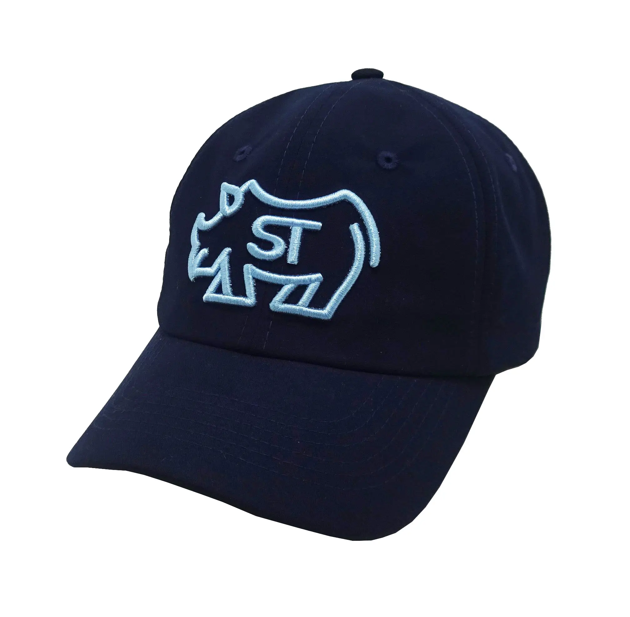 Unstructured 6-Panel Curved Brim High Quality Navy Blue Color Low Profile 65% Cotton and 35% Polyester Fabric Baseball Cap 2