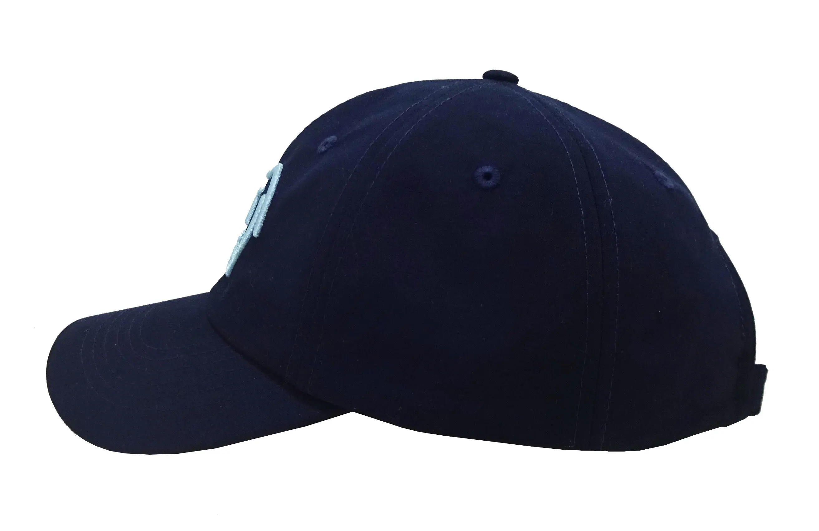 Unstructured 6-Panel Curved Brim High Quality Navy Blue Color Low Profile 65% Cotton and 35% Polyester Fabric Baseball Cap 3