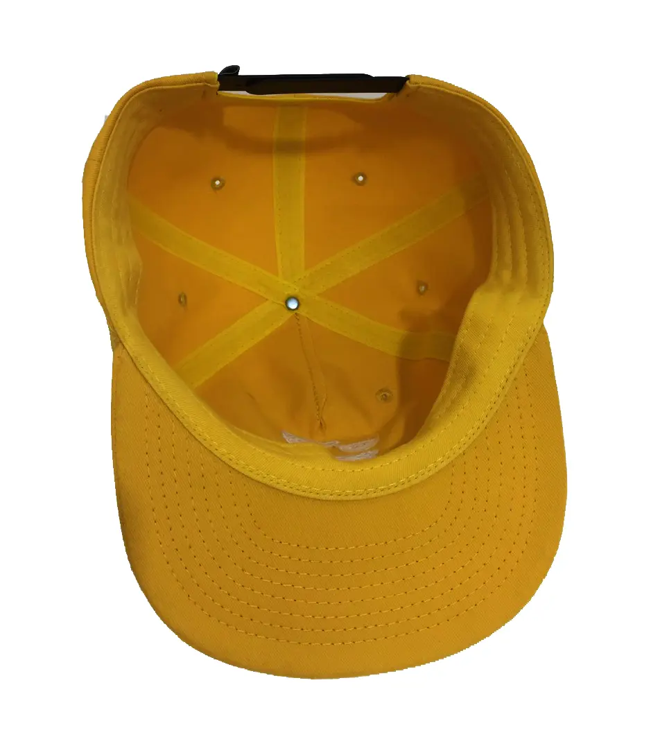 Unstructured Custom Logo 5 Panels High Quality Brown/Yellow Color Medium Profile 65% Cotton/ 35% Polyester Fabric Baseball Cap 6