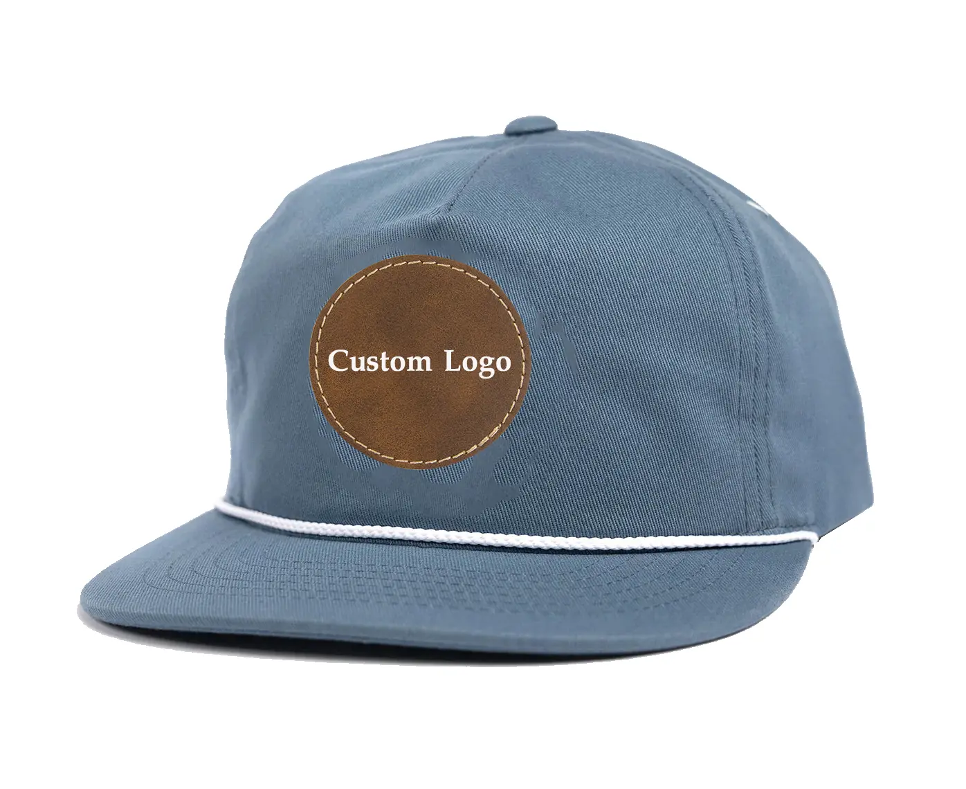 Unstructured Flat Brim Hat with Rope Wholesale Products Snapback Cap Custom Logo 5-Panel High Quality High Profile Snapback Cap 1