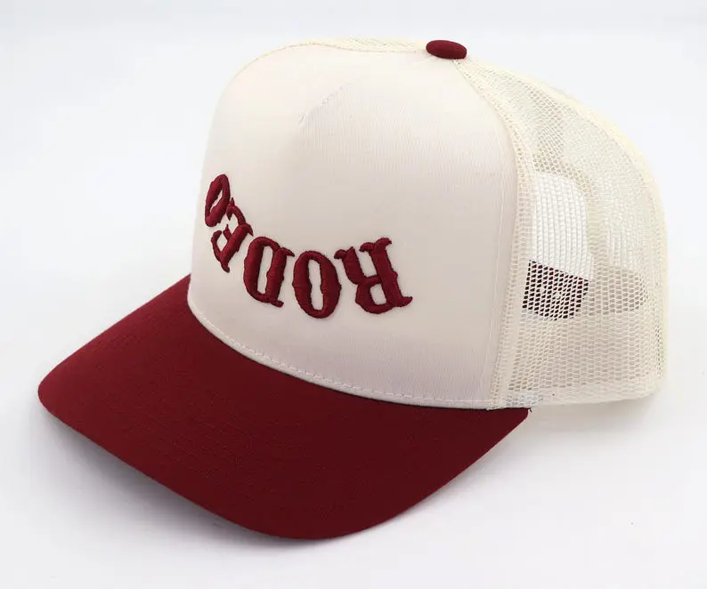 Upside Down Embroidered Trucker Hat Vietnam Made Custom Two Tone Caps Breathable Mesh For Men Casual Hip Hop Style Promotion L01 4