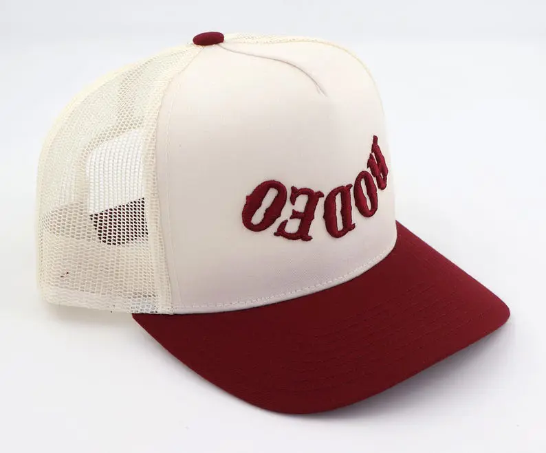 Upside Down Embroidered Trucker Hat Vietnam Made Custom Two Tone Caps Breathable Mesh For Men Casual Hip Hop Style Promotion L01 3