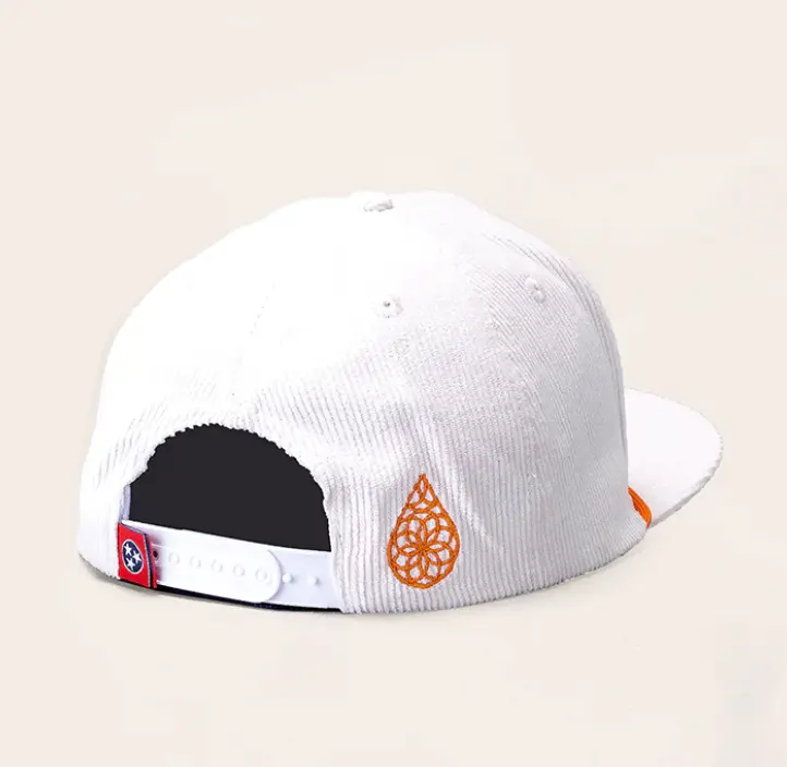Velvet Snapback Cap White Corduroy Baseball Hat With Rope Snapback Embroidery Vietnam Factory Sport Dad Hat Customized Logo 2