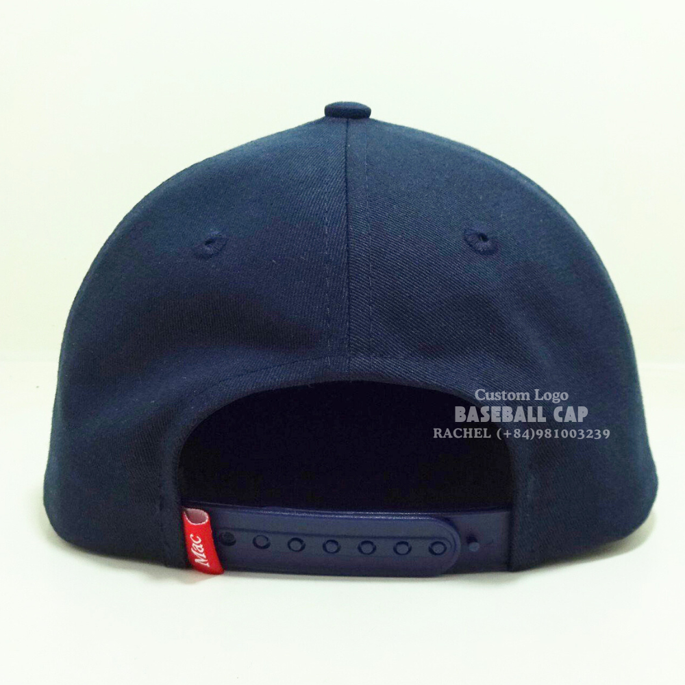 Vietnam Headwear Embroidered Snapback Caps 5 Panel Structured Hats Navy Blue Label On Sweatband Closure Tag For Events All Ages 7