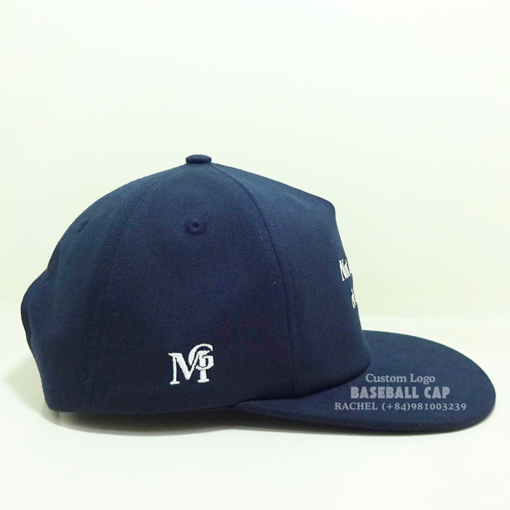 Vietnam Headwear Embroidered Snapback Caps 5 Panel Structured Hats Navy Blue Label On Sweatband Closure Tag For Events All Ages 5