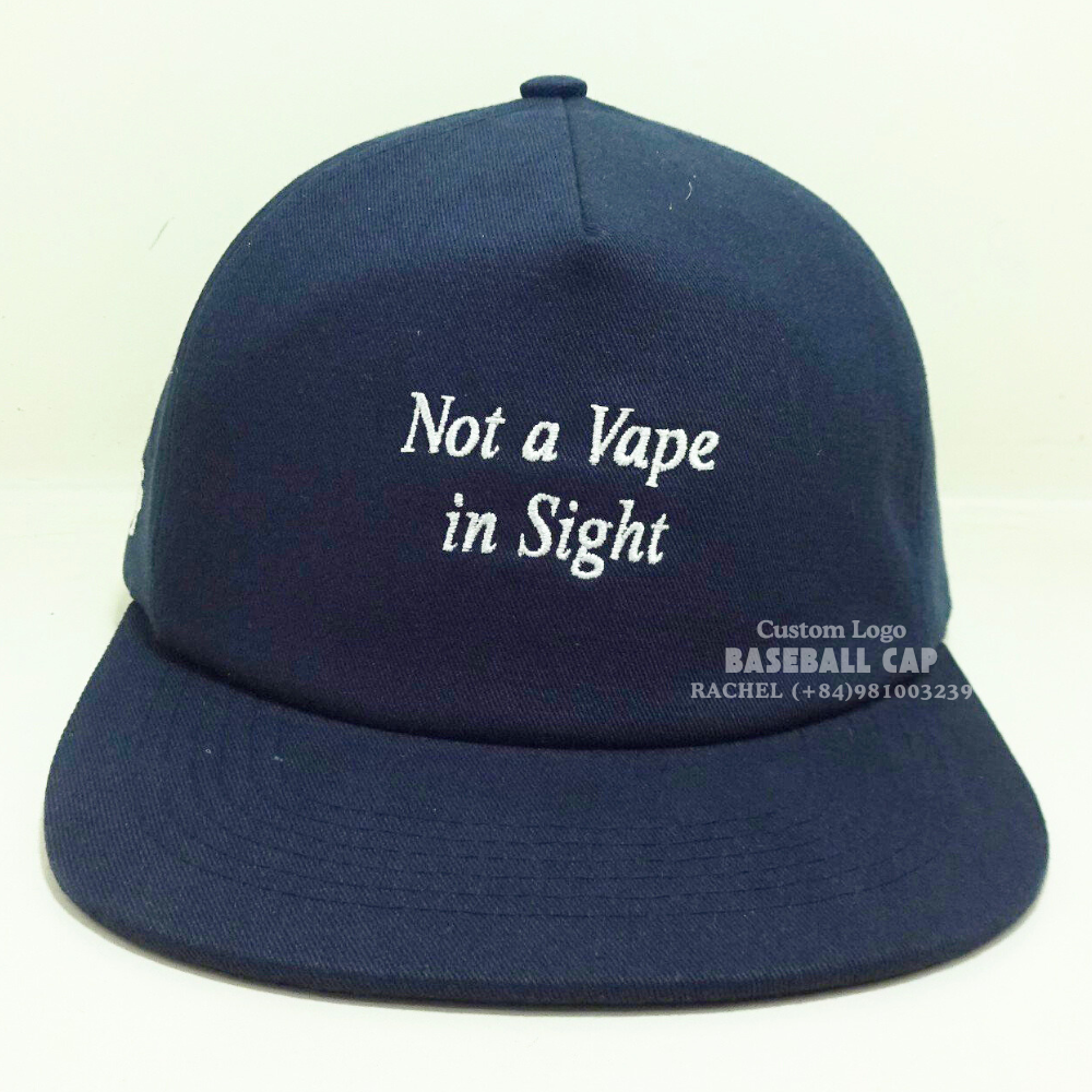 Vietnam Headwear Embroidered Snapback Caps 5 Panel Structured Hats Navy Blue Label On Sweatband Closure Tag For Events All Ages 3