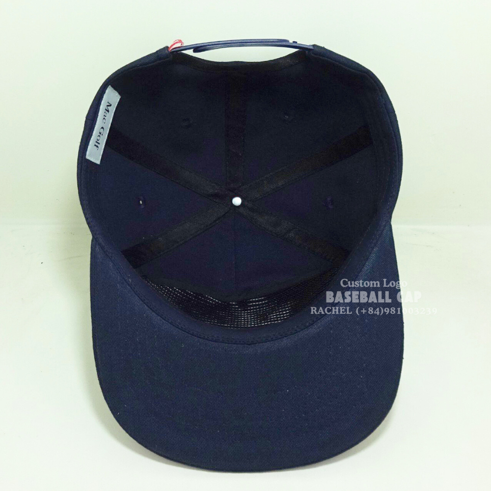 Vietnam Headwear Embroidered Snapback Caps 5 Panel Structured Hats Navy Blue Label On Sweatband Closure Tag For Events All Ages 6