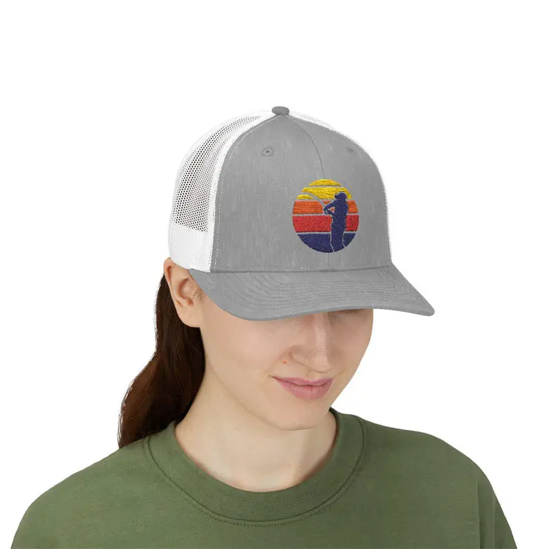 Vietnam Made Breathable 6 Panel Trucker Hat Custom Woven Logo Mesh Back Pre Curved Caps For Casual Sporty Fishing Hunting L01 6