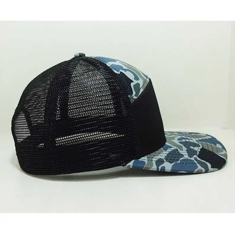 Vietnam Made Camo 7 Panel Trucker Hat With Breathable Mesh Back Custom Design Logo Caps For Hunting Outdoor Brand Promotion  L01 5