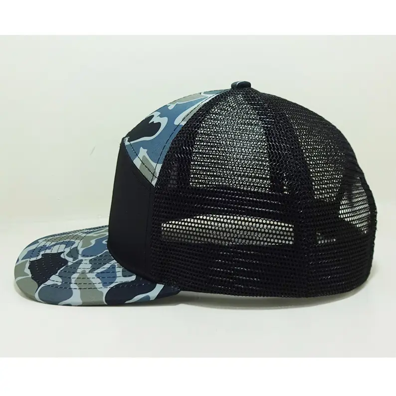 Vietnam Made Camo 7 Panel Trucker Hat With Breathable Mesh Back Custom Design Logo Caps For Hunting Outdoor Brand Promotion  L01 4