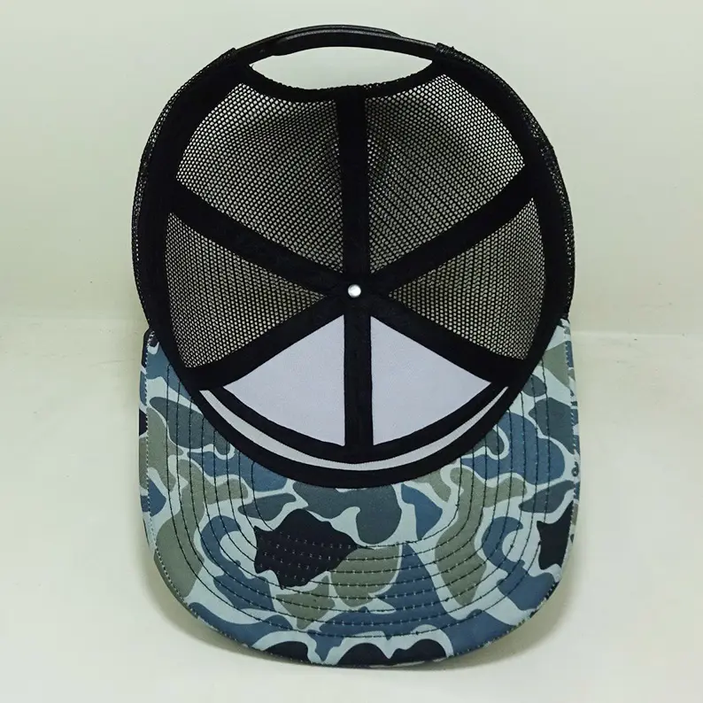 Vietnam Made Camo 7 Panel Trucker Hat With Breathable Mesh Back Custom Design Logo Caps For Hunting Outdoor Brand Promotion  L01 7