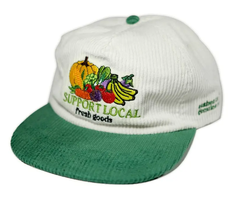 Vietnam Made Corduroy Two Tone Snapback Cap OEM Custom Logo Side Panel Gorras For Casual Travel Summer Vibe Fruit Lovers L01 2