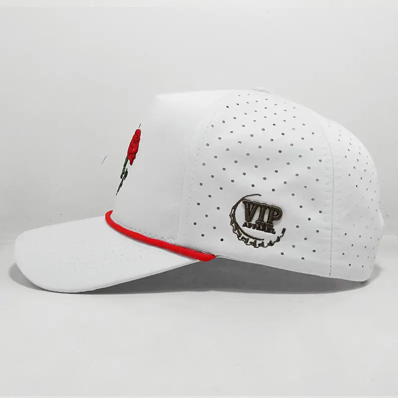Vietnam Made Custom 3D Embroidered Baseball Caps With Rope Detail Breathable Cut Holes Hat For Casual Outdoor Style Promotion L1 5