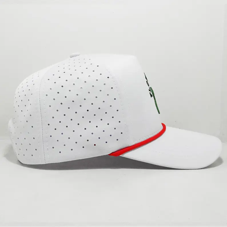 Vietnam Made Custom 3D Embroidered Baseball Caps With Rope Detail Breathable Cut Holes Hat For Casual Outdoor Style Promotion L1 4