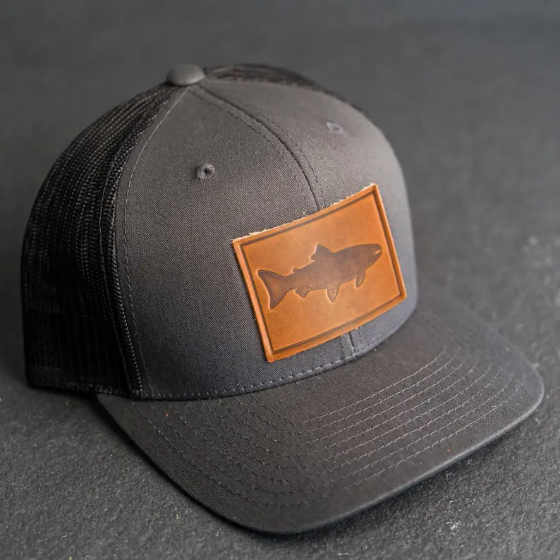 Vietnam Made Custom Animal Leather Patch Trucker Hat Breathable Mesh Back Caps For Men Women Hunting Casual Style Promotion L01 3