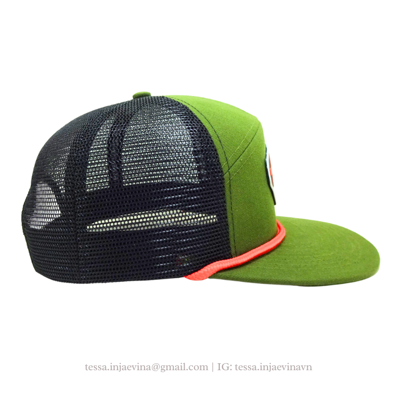 Vietnam OEM ODM Hat Factory Custom Rubber Patch Logo Caps Rope Trucker Hats Flat Brim Printed Seam Tape Snapback Hats L01 6