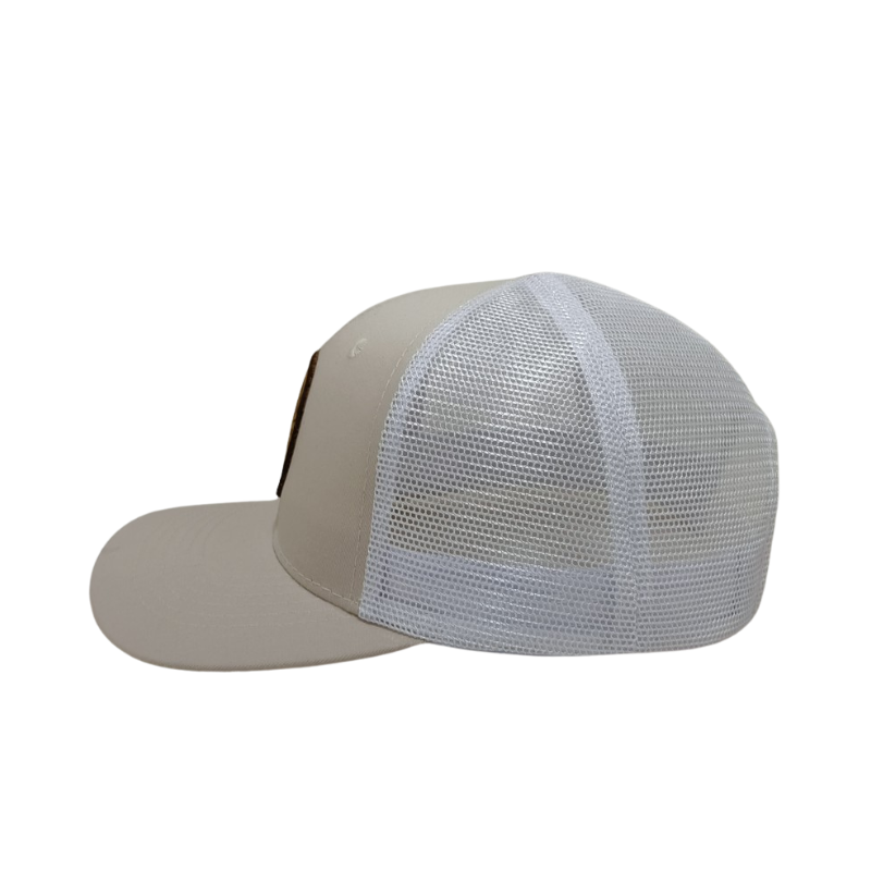 Vietnam OEM/ODM Supplier Custom Trucker Hats with Leather Patch Logo 6 Panel Slightly Curved Brim Adjustable Buckle Stylish L01 6