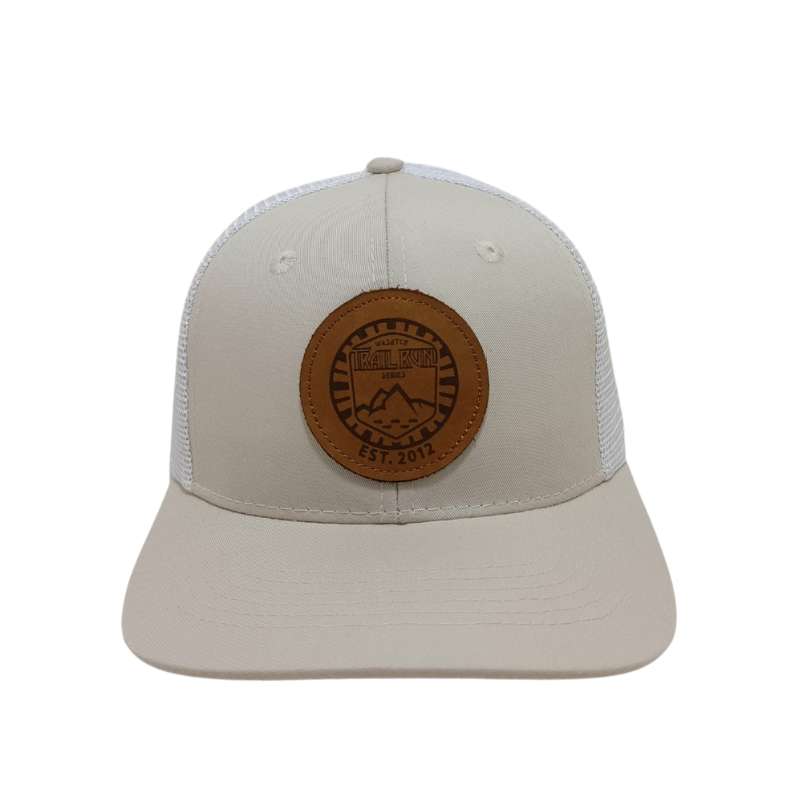 Vietnam OEM/ODM Supplier Custom Trucker Hats with Leather Patch Logo 6 Panel Slightly Curved Brim Adjustable Buckle Stylish L01 3