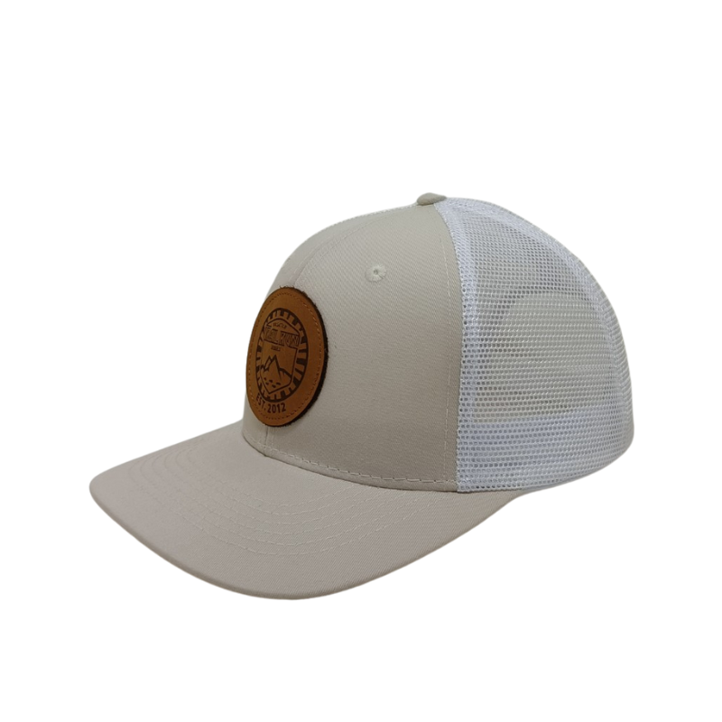 Vietnam OEM/ODM Supplier Custom Trucker Hats with Leather Patch Logo 6 Panel Slightly Curved Brim Adjustable Buckle Stylish L01 2