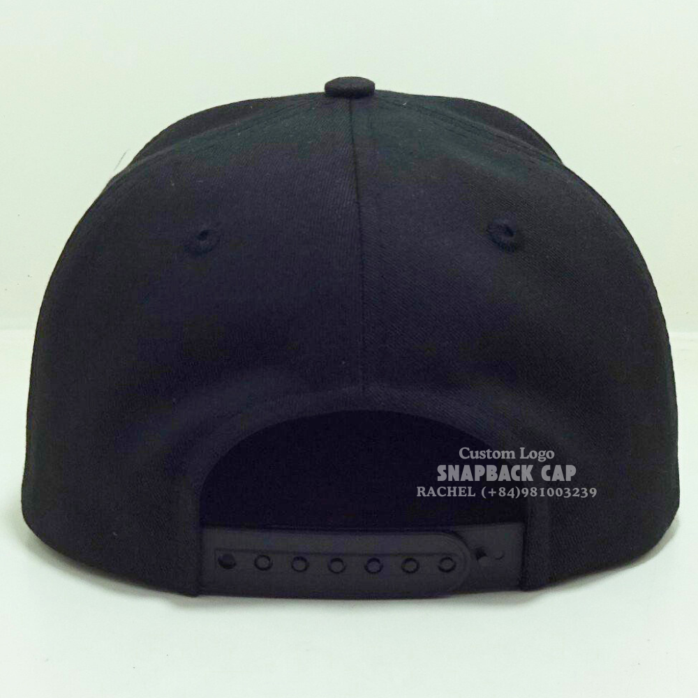 Vietnam Wholesale Black Snapback High Profile Embroidered 3D Embroidered Logo Fully Custom Inner Tapes Hip Hop Style Fashionable 7
