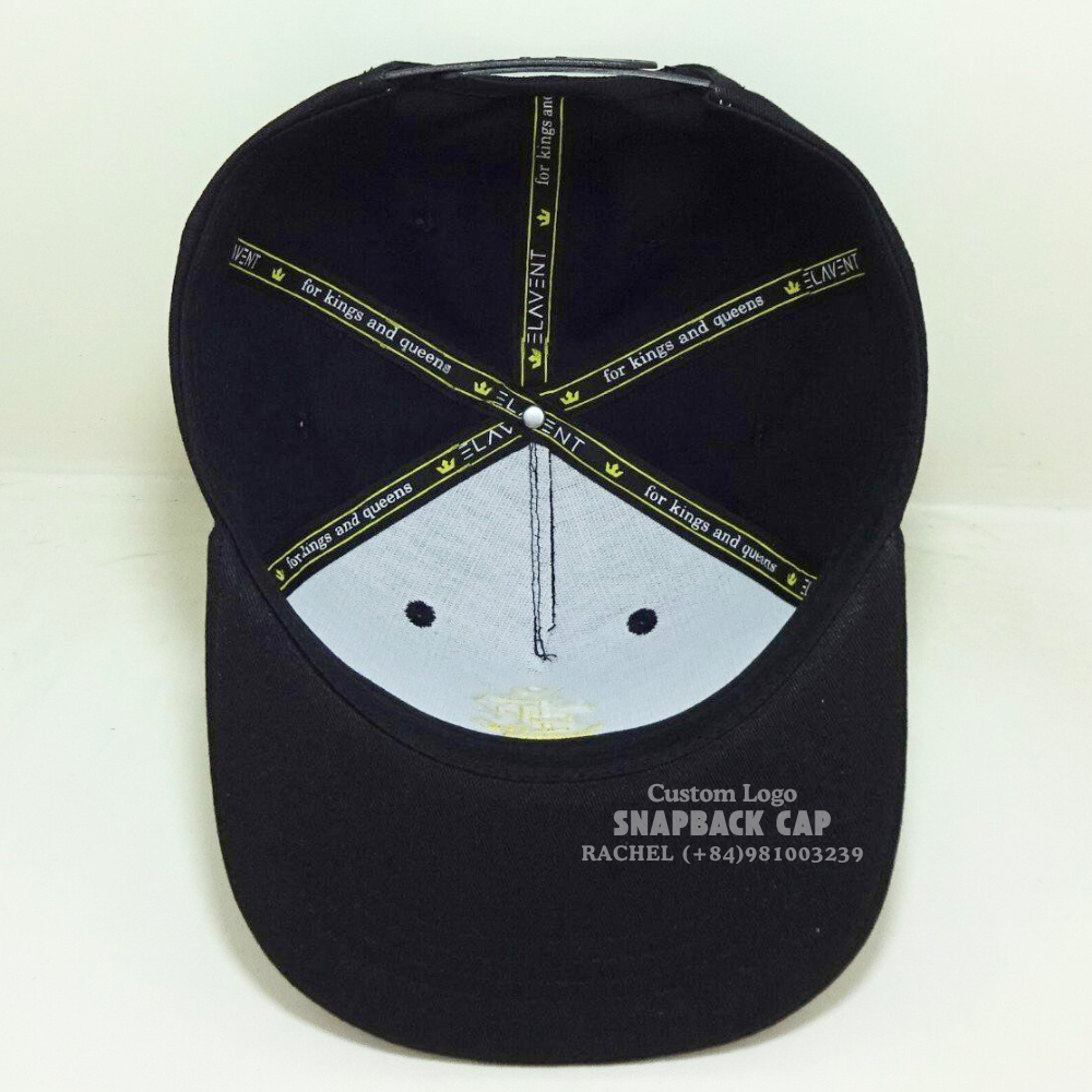Vietnam Wholesale Black Snapback High Profile Embroidered 3D Embroidered Logo Fully Custom Inner Tapes Hip Hop Style Fashionable 6