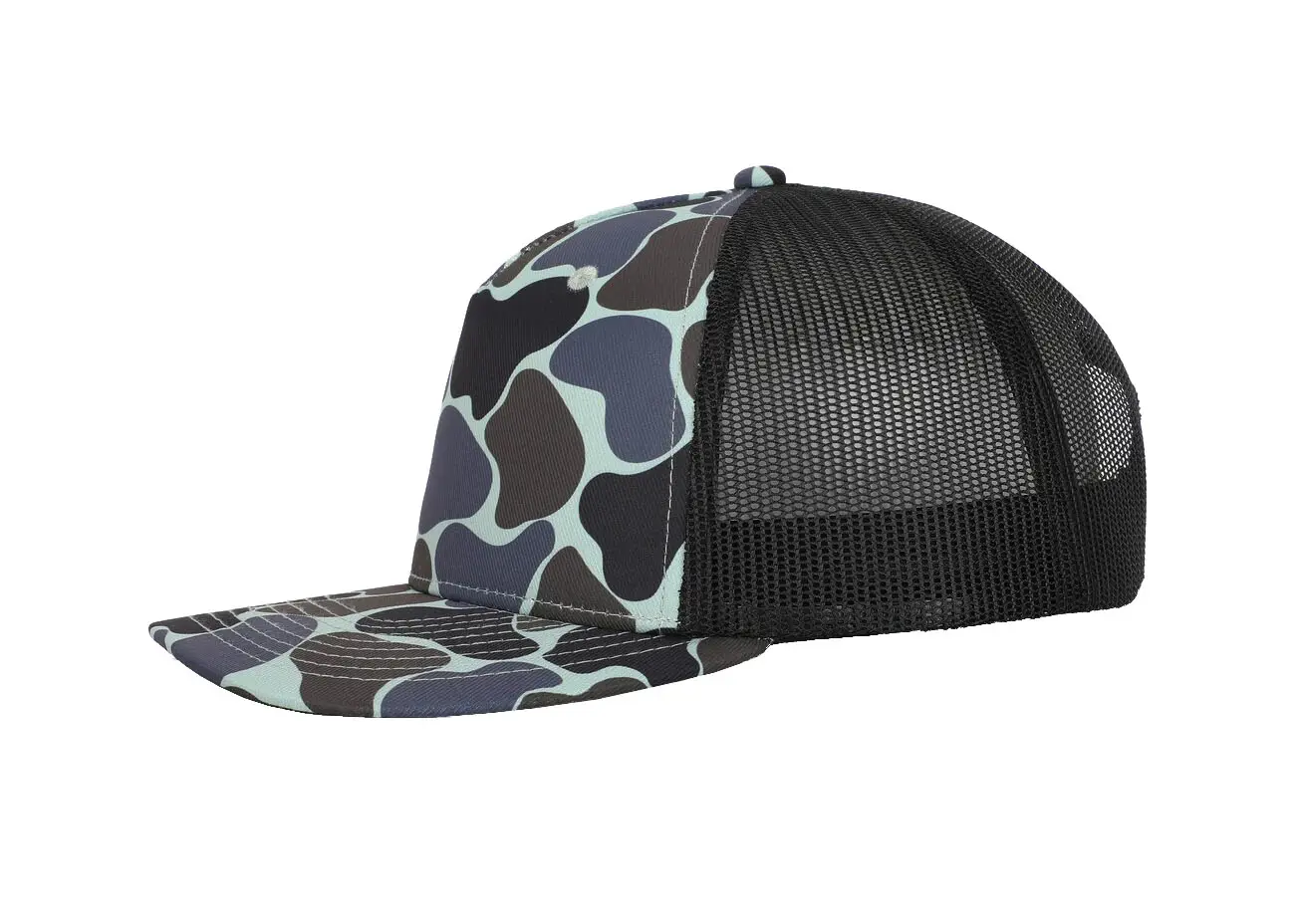 Vintage Blue Ducks Camo 5 Panel Trucker Cap with Custom Logo Adjustable Plastic Snap Wholesale Hiphop Sports Cap High Quality 3