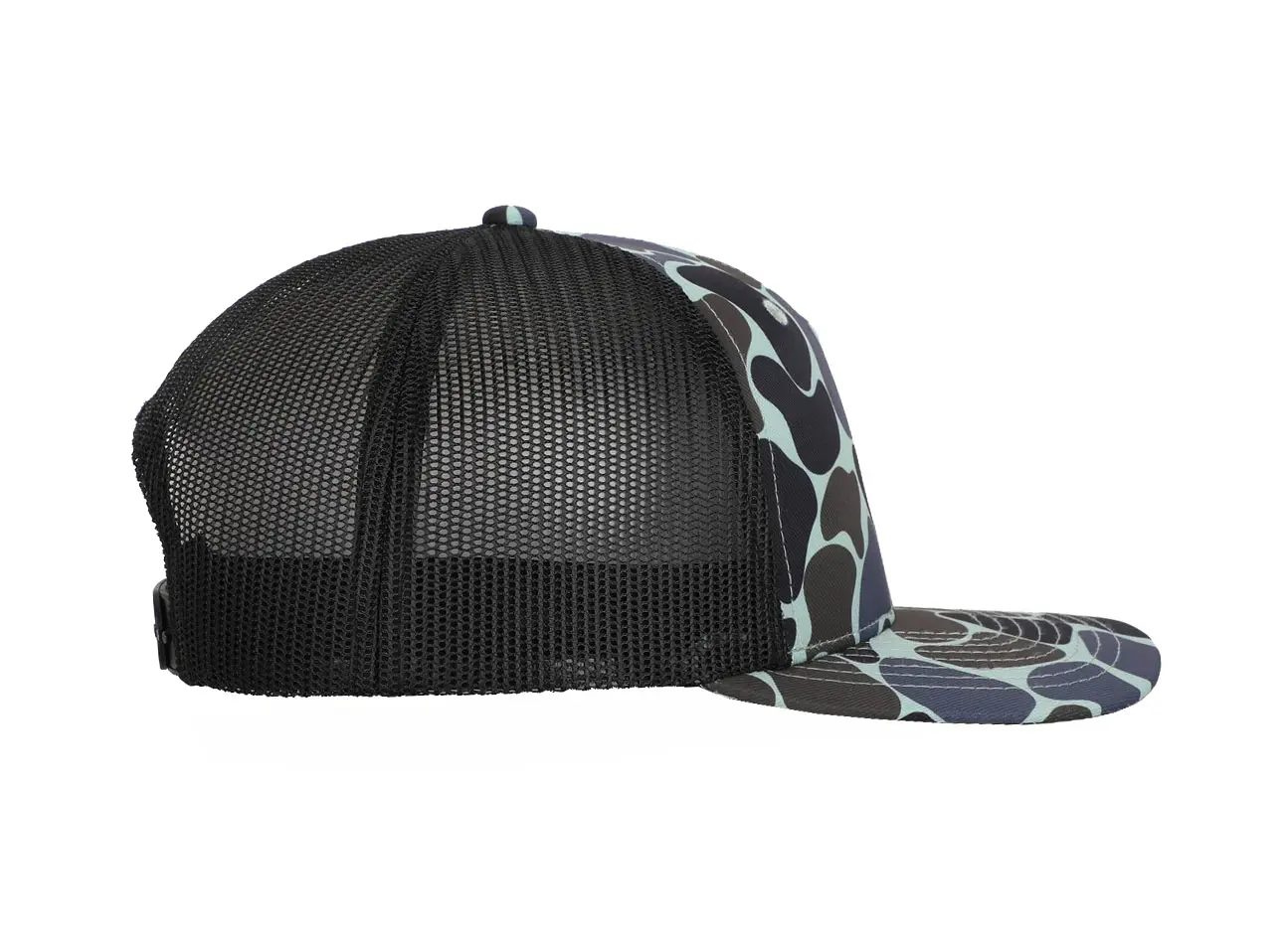 Vintage Blue Ducks Camo 5 Panel Trucker Cap with Custom Logo Adjustable Plastic Snap Wholesale Hiphop Sports Cap High Quality 4