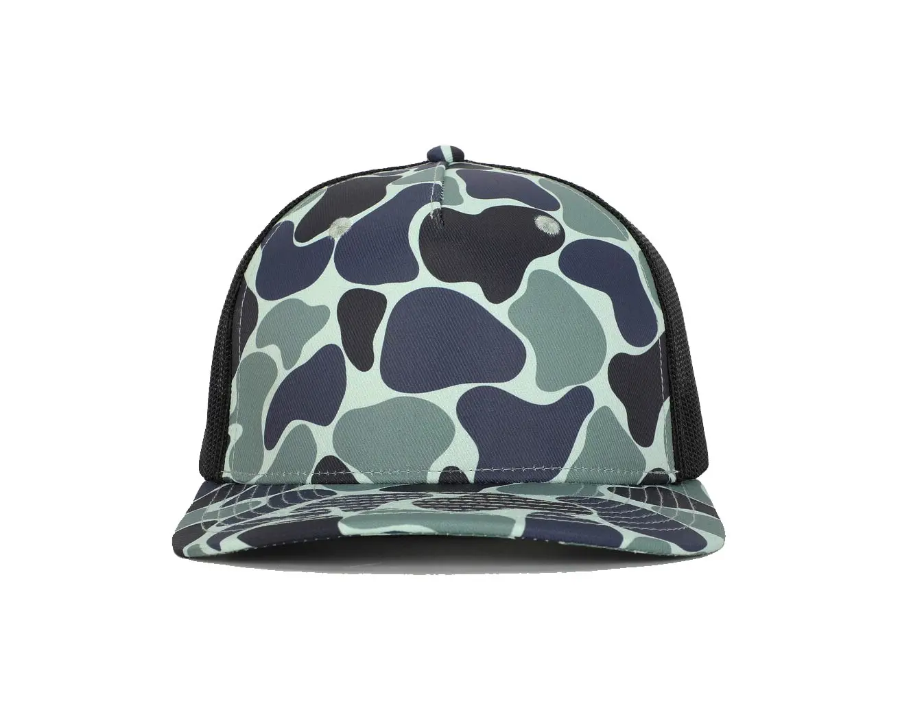 Vintage Ducks Camo 2 Eyelets with Custom Logo 5 Panel Trucker Cap Wholesale Sports Cap Hiphop High Quality Adjustable Trucker Ha 1