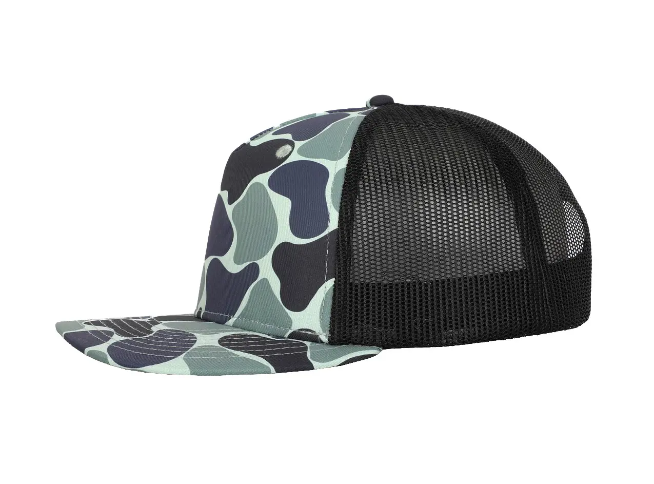 Vintage Ducks Camo 2 Eyelets with Custom Logo 5 Panel Trucker Cap Wholesale Sports Cap Hiphop High Quality Adjustable Trucker Ha 3