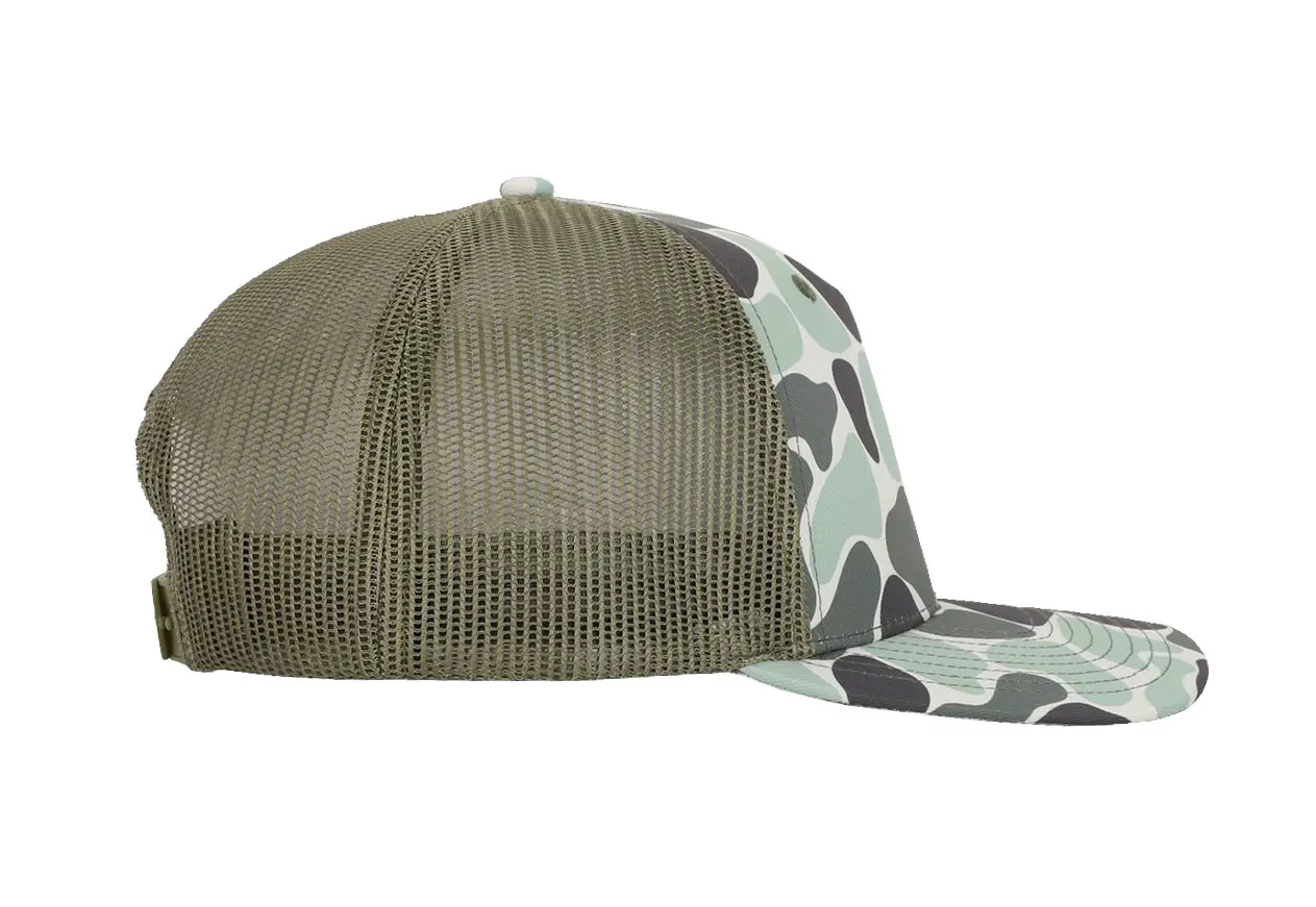 Vintage Ducks Camo Sage and Charcoal 5 Panel Trucker Hat High Quality Customization Wholesale Promotional Sports Cap Sunshade Ha 4