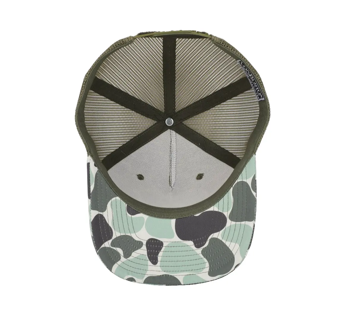 Vintage Ducks Camo Sage and Charcoal 5 Panel Trucker Hat High Quality Customization Wholesale Promotional Sports Cap Sunshade Ha 5