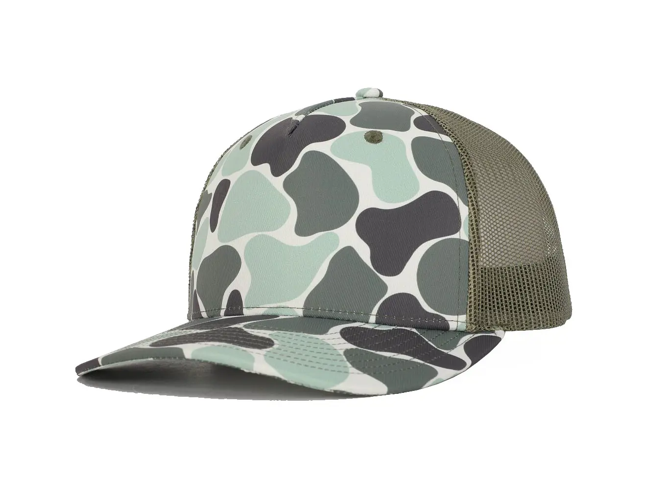 Vintage Ducks Camo Sage and Charcoal 5 Panel Trucker Hat High Quality Customization Wholesale Promotional Sports Cap Sunshade Ha 2