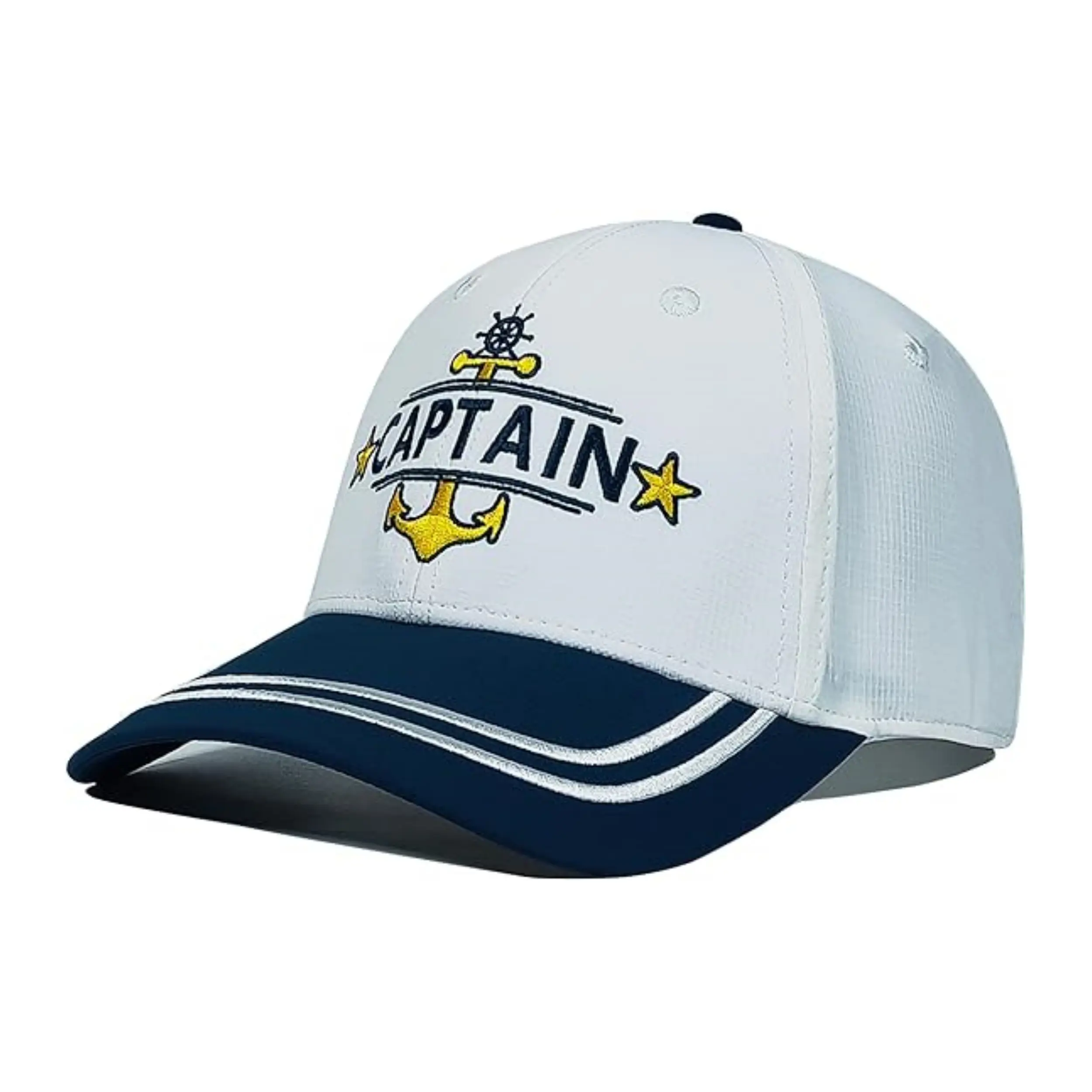 Vintage Hip Hop Cotton Women Sport Baseball Caps White Captain 3D Patch Logo Sunshade Hat Baseball Cap 2