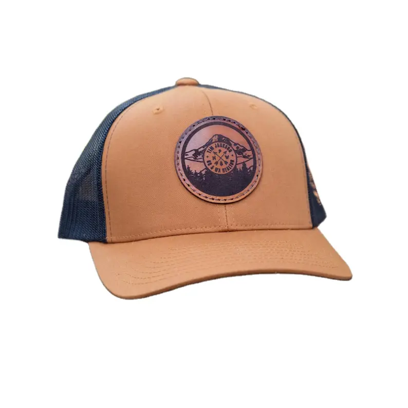 Vintage Mountain Leather Patch Trucker Hat Custom Vietnam Headwear Breathable Mesh Back Caps Hunting Sports Caps Promotion L01 2