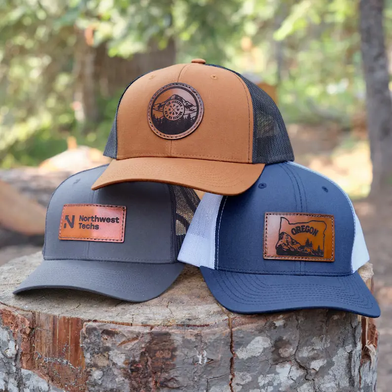 Vintage Mountain Leather Patch Trucker Hat Custom Vietnam Headwear Breathable Mesh Back Caps Hunting Sports Caps Promotion L01 6